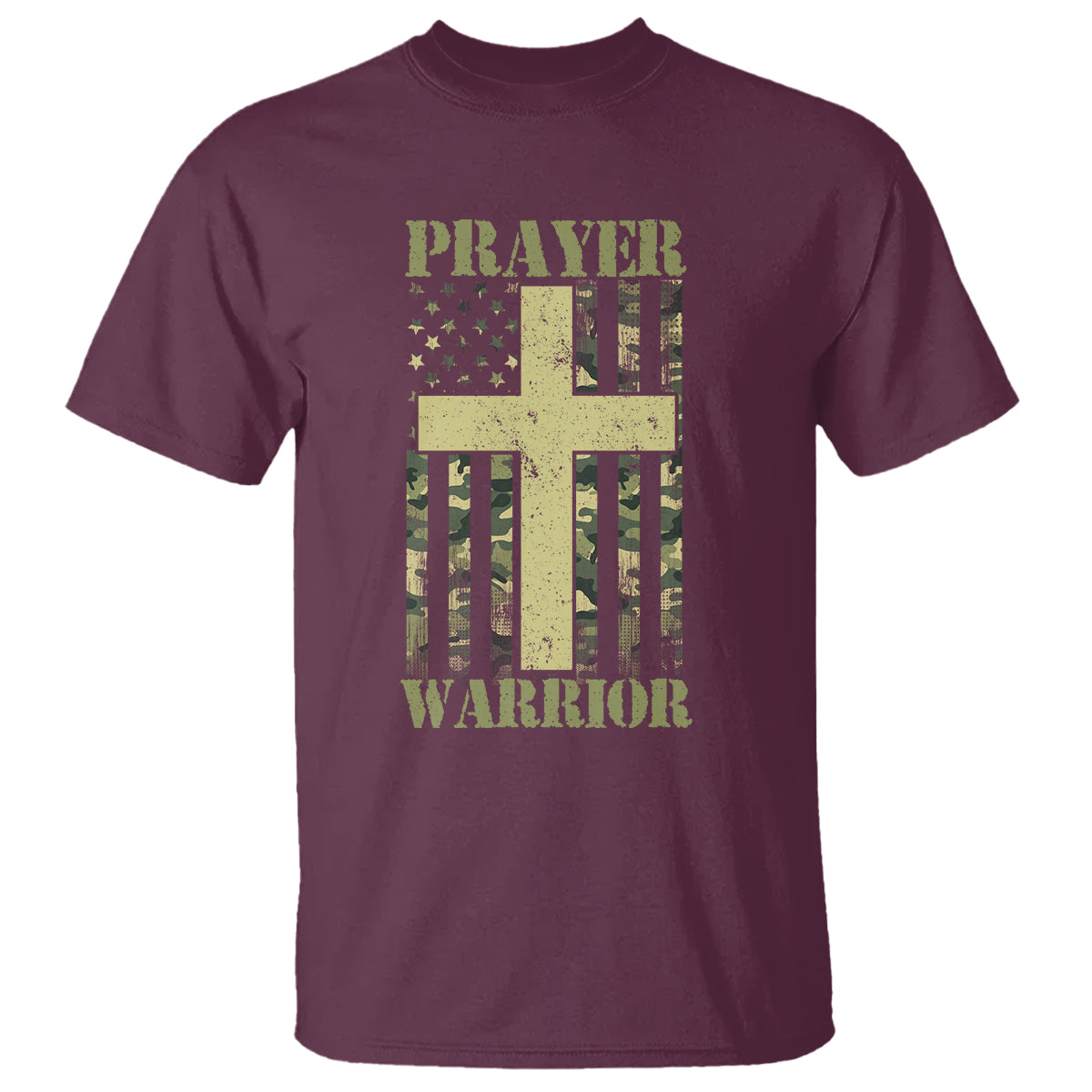 Christian Patriotic T Shirt Prayer Warrior Camo American Flag Bible Verse Faith Jesus - Wonder Print Shop