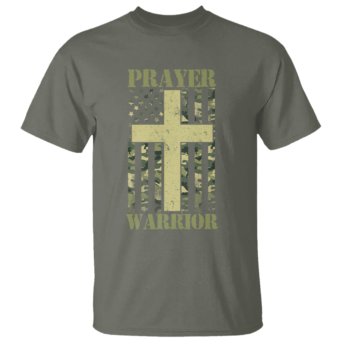 Christian Patriotic T Shirt Prayer Warrior Camo American Flag Bible Verse Faith Jesus - Wonder Print Shop