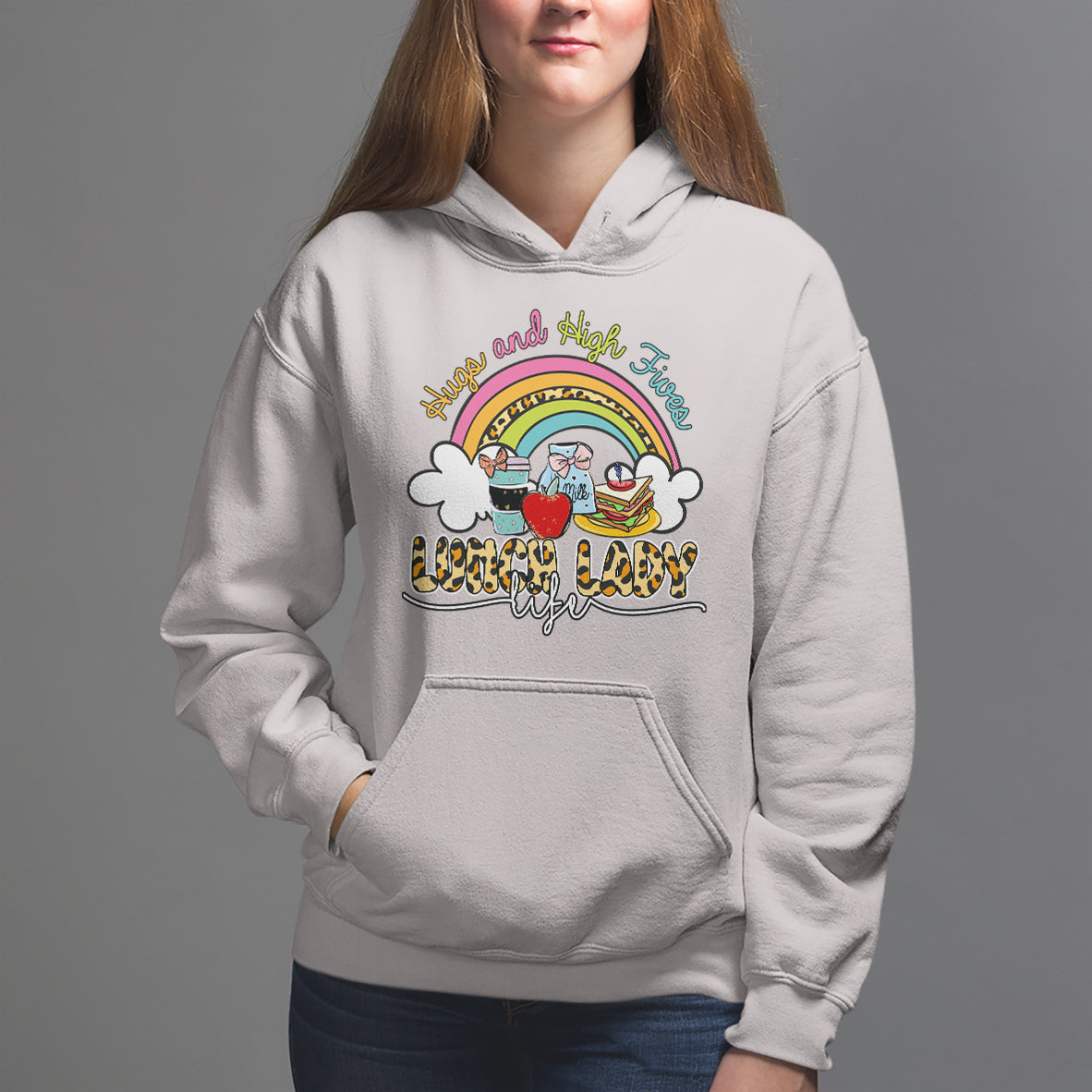 Lunch Lady Hoodie Back School Hugs & High Fives Lunch Lady Life Appreciation - Wonder Print Shop