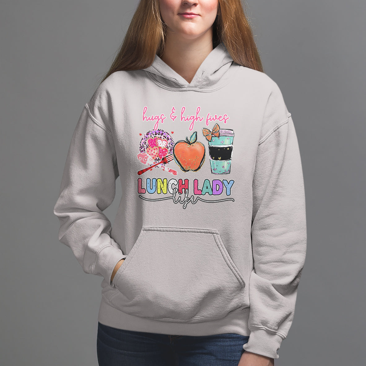 Lunch Lady Hoodie Hugs And High Fives Lunch Lady Life Appreciation Lunch Lady - Wonder Print Shop