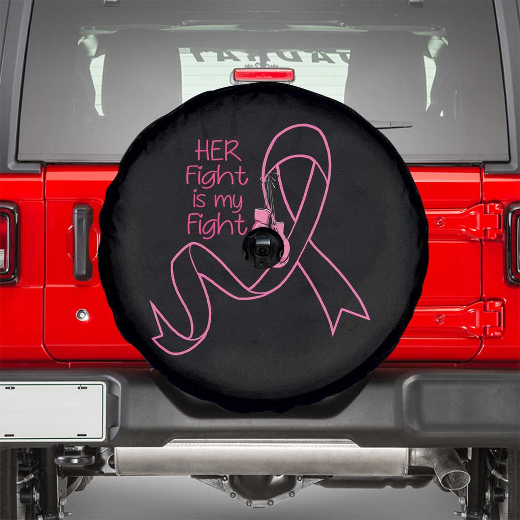 Breast Cancer Awareness Spare Tire Cover Her Fight Is My Fight Pink Ribbon Boxing Gloves