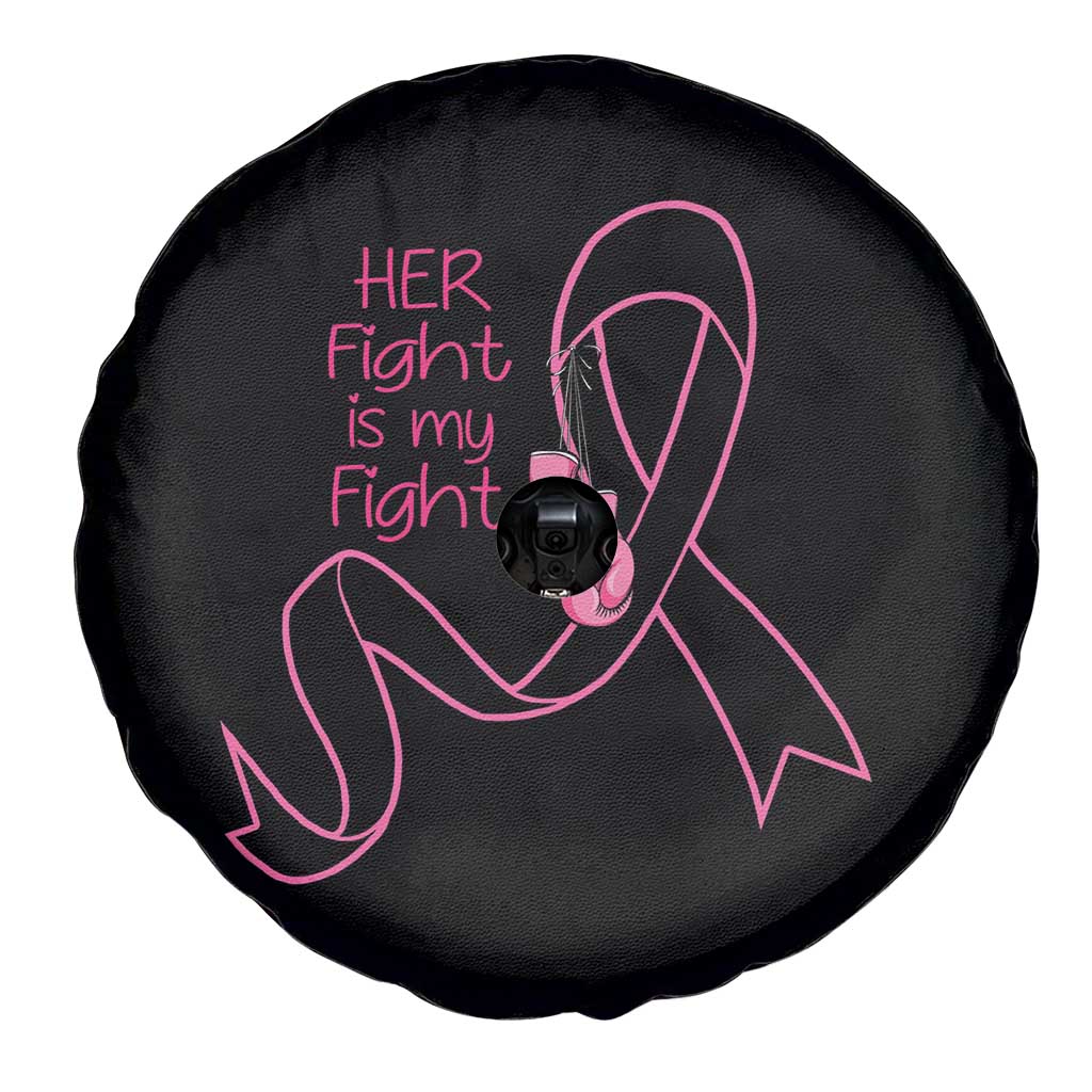 Breast Cancer Awareness Spare Tire Cover Her Fight Is My Fight Pink Ribbon Boxing Gloves