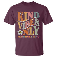 Anti Bullying T Shirt Kind Vibes Only End Bullying Retro Groovy - Wonder Print Shop