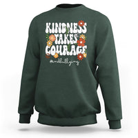 Anti Bullying Sweatshirt Kindness Takes Courage End Bullying Groovy Flower - Wonder Print Shop