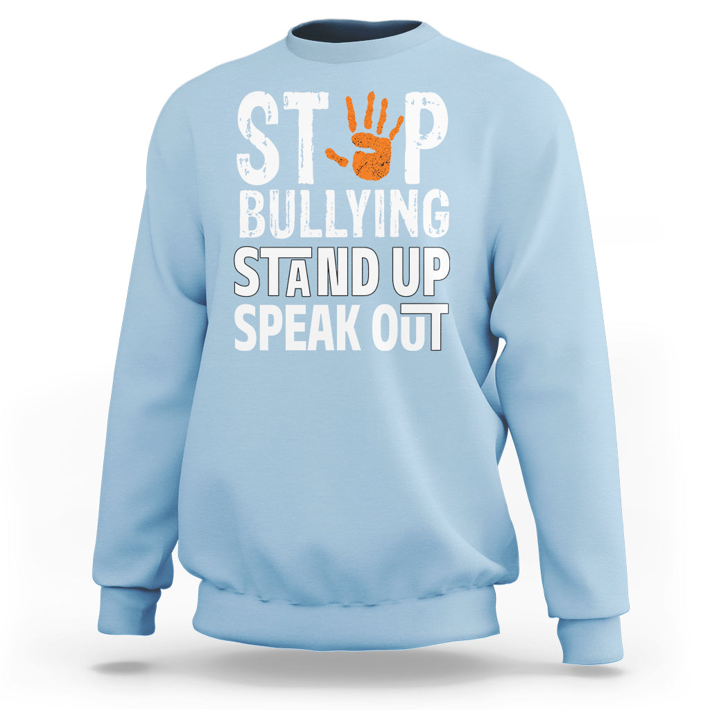 Anti Bullying Sweatshirt Stop Bullying Orange Stand Up Speak Out - Wonder Print Shop