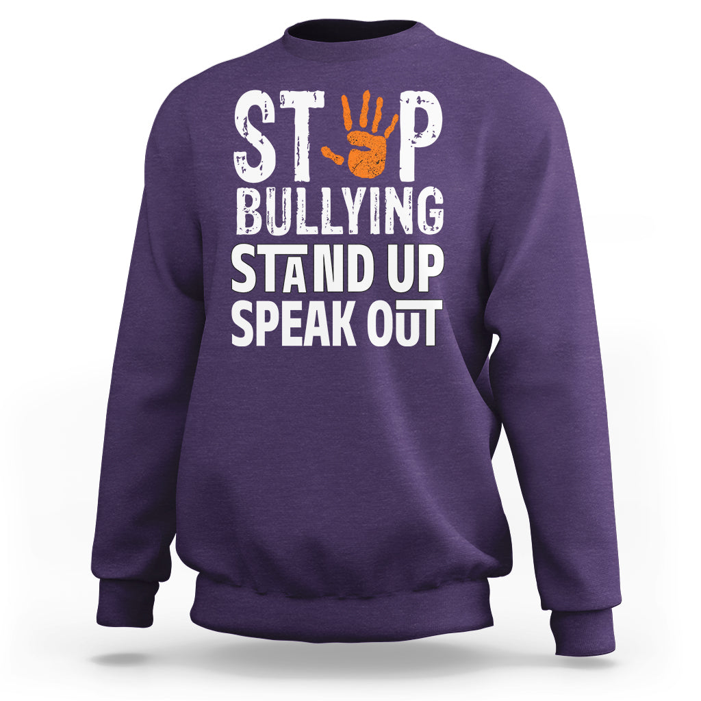 Anti Bullying Sweatshirt Stop Bullying Orange Stand Up Speak Out - Wonder Print Shop