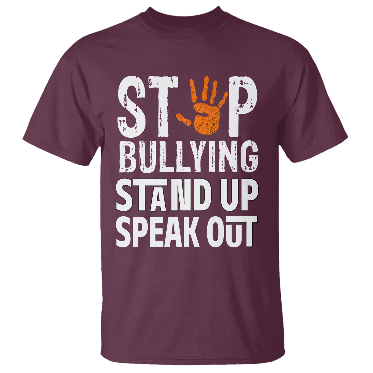 Anti Bullying T Shirt Stop Bullying Orange Stand Up Speak Out - Wonder Print Shop