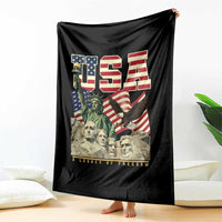 USA Legacy of Freedom Throw Blanket Patriotic Statue of Liberty Bald Eagle Mount Rushmore Graphic - Wonder Print Shop