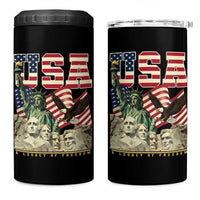 USA Legacy of Freedom 4 in 1 Can Cooler Tumbler Patriotic Statue of Liberty Bald Eagle Mount Rushmore Graphic - Wonder Print Shop