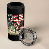 USA Legacy of Freedom 4 in 1 Can Cooler Tumbler Patriotic Statue of Liberty Bald Eagle Mount Rushmore Graphic - Wonder Print Shop