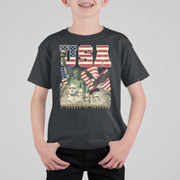 USA Legacy of Freedom T Shirt For Kid Patriotic Statue of Liberty Bald Eagle Mount Rushmore Graphic - Wonder Print Shop