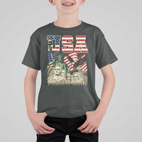 USA Legacy of Freedom T Shirt For Kid Patriotic Statue of Liberty Bald Eagle Mount Rushmore Graphic - Wonder Print Shop
