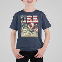 USA Legacy of Freedom T Shirt For Kid Patriotic Statue of Liberty Bald Eagle Mount Rushmore Graphic - Wonder Print Shop