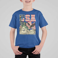 USA Legacy of Freedom T Shirt For Kid Patriotic Statue of Liberty Bald Eagle Mount Rushmore Graphic - Wonder Print Shop