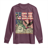 USA Legacy of Freedom Long Sleeve Shirt Patriotic Statue of Liberty Bald Eagle Mount Rushmore Graphic - Wonder Print Shop