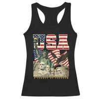 USA Legacy of Freedom Racerback Tank Top Patriotic Statue of Liberty Bald Eagle Mount Rushmore Graphic - Wonder Print Shop