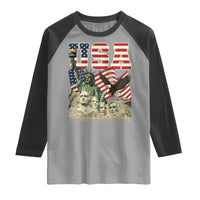 USA Legacy of Freedom Raglan Shirt Patriotic Statue of Liberty Bald Eagle Mount Rushmore Graphic - Wonder Print Shop