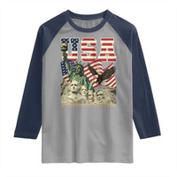 USA Legacy of Freedom Raglan Shirt Patriotic Statue of Liberty Bald Eagle Mount Rushmore Graphic - Wonder Print Shop