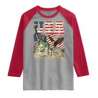 USA Legacy of Freedom Raglan Shirt Patriotic Statue of Liberty Bald Eagle Mount Rushmore Graphic - Wonder Print Shop
