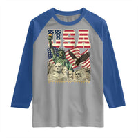 USA Legacy of Freedom Raglan Shirt Patriotic Statue of Liberty Bald Eagle Mount Rushmore Graphic - Wonder Print Shop