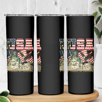 USA Legacy of Freedom Skinny Tumbler Patriotic Statue of Liberty Bald Eagle Mount Rushmore Graphic - Wonder Print Shop
