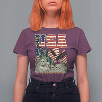 USA Legacy of Freedom T Shirt For Women Patriotic Statue of Liberty Bald Eagle Mount Rushmore Graphic - Wonder Print Shop