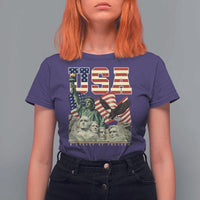 USA Legacy of Freedom T Shirt For Women Patriotic Statue of Liberty Bald Eagle Mount Rushmore Graphic - Wonder Print Shop