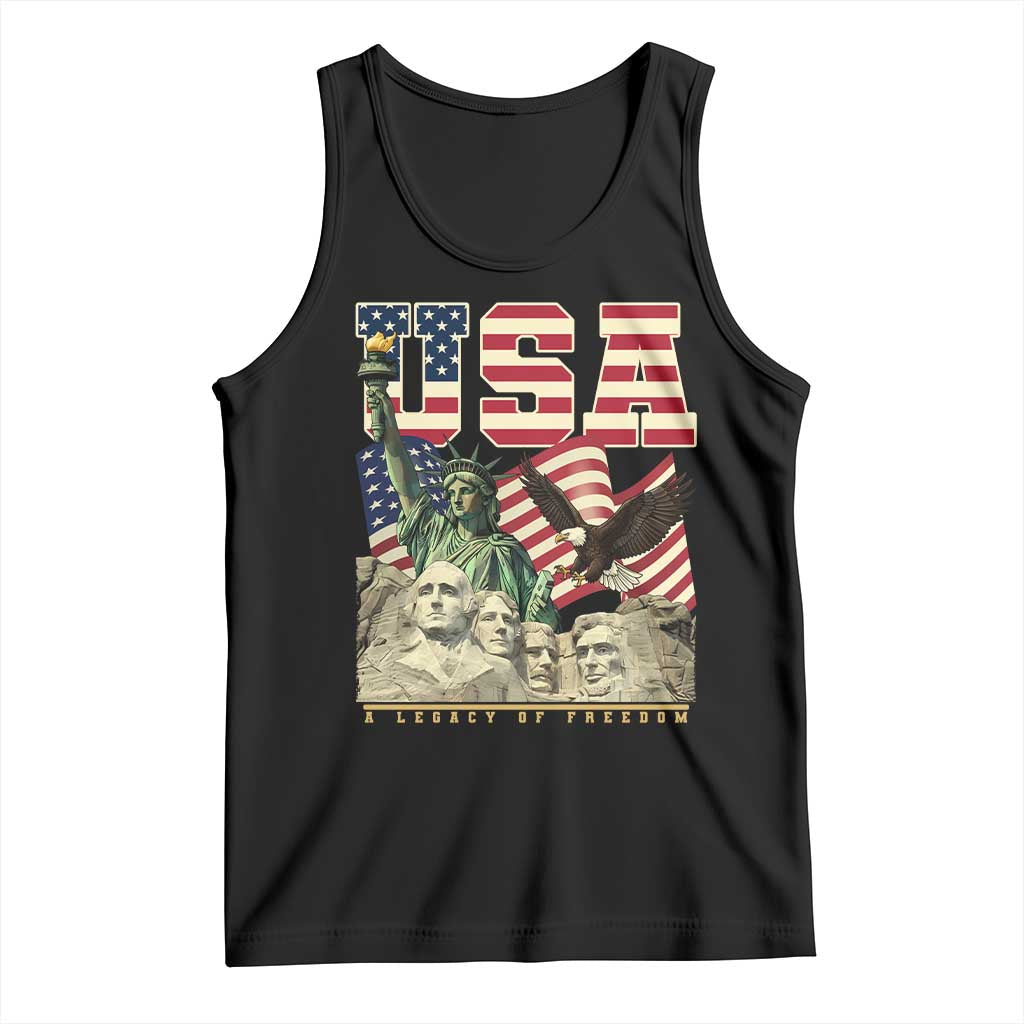 USA Legacy of Freedom Tank Top Patriotic Statue of Liberty Bald Eagle Mount Rushmore Graphic - Wonder Print Shop