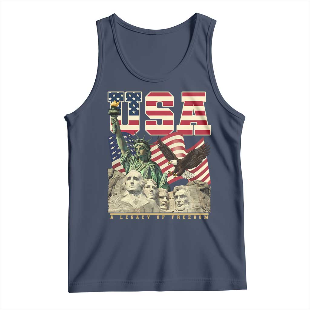 USA Legacy of Freedom Tank Top Patriotic Statue of Liberty Bald Eagle Mount Rushmore Graphic - Wonder Print Shop
