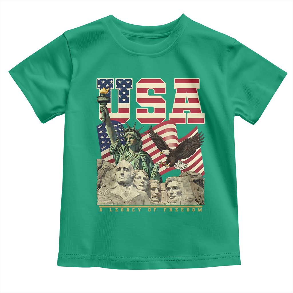 USA Legacy of Freedom Toddler T Shirt Patriotic Statue of Liberty Bald Eagle Mount Rushmore Graphic - Wonder Print Shop