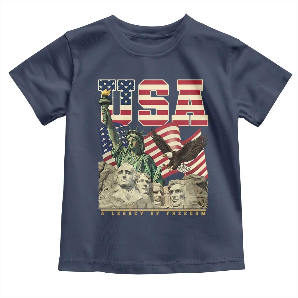 USA Legacy of Freedom Toddler T Shirt Patriotic Statue of Liberty Bald Eagle Mount Rushmore Graphic - Wonder Print Shop