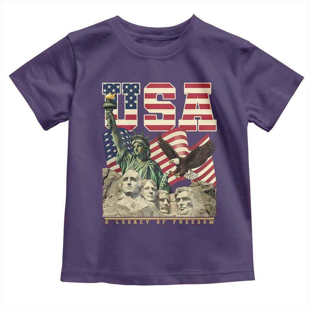 USA Legacy of Freedom Toddler T Shirt Patriotic Statue of Liberty Bald Eagle Mount Rushmore Graphic - Wonder Print Shop