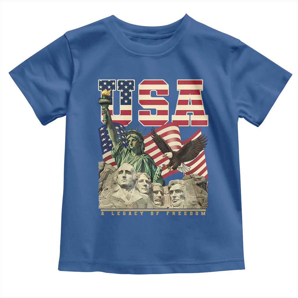 USA Legacy of Freedom Toddler T Shirt Patriotic Statue of Liberty Bald Eagle Mount Rushmore Graphic - Wonder Print Shop