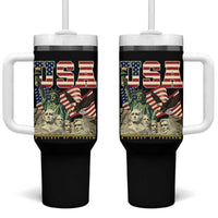 USA Legacy of Freedom Tumbler With Handle Patriotic Statue of Liberty Bald Eagle Mount Rushmore Graphic - Wonder Print Shop