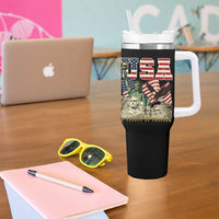USA Legacy of Freedom Tumbler With Handle Patriotic Statue of Liberty Bald Eagle Mount Rushmore Graphic - Wonder Print Shop