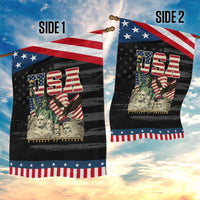 USA Legacy of Freedom Garden Flag Patriotic Statue of Liberty Bald Eagle Mount Rushmore Graphic
