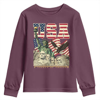 USA Legacy of Freedom Youth Sweatshirt Patriotic Statue of Liberty Bald Eagle Mount Rushmore Graphic - Wonder Print Shop