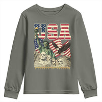 USA Legacy of Freedom Youth Sweatshirt Patriotic Statue of Liberty Bald Eagle Mount Rushmore Graphic - Wonder Print Shop