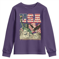 USA Legacy of Freedom Youth Sweatshirt Patriotic Statue of Liberty Bald Eagle Mount Rushmore Graphic - Wonder Print Shop