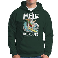 Mele Kalikimaka Tropical Hawaiian Christmas in Hawaii Surfing Santa Hoodie - Wonder Print Shop