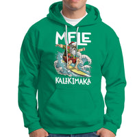 Mele Kalikimaka Tropical Hawaiian Christmas in Hawaii Surfing Santa Hoodie - Wonder Print Shop
