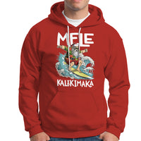 Mele Kalikimaka Tropical Hawaiian Christmas in Hawaii Surfing Santa Hoodie - Wonder Print Shop