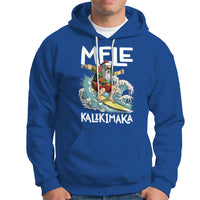 Mele Kalikimaka Tropical Hawaiian Christmas in Hawaii Surfing Santa Hoodie - Wonder Print Shop