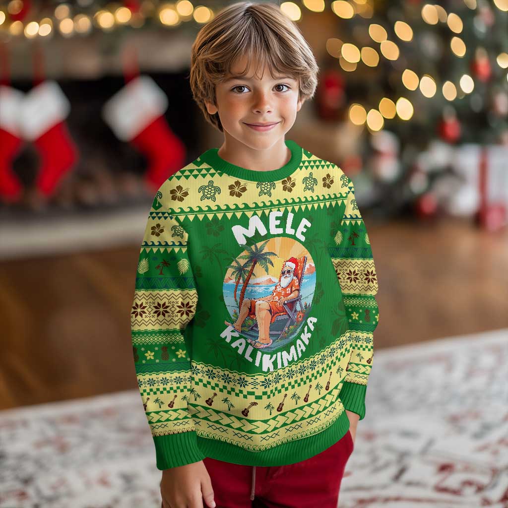 Xmas in Hawaii Ugly Christmas Sweater Mele Kalikimaka Hawaiian Tropical Sunbath Santa - Wonder Print Shop