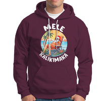 Mele Kalikimaka Tropical Hawaiian Christmas in Hawaii Sunbath Santa Hoodie - Wonder Print Shop