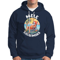 Mele Kalikimaka Tropical Hawaiian Christmas in Hawaii Sunbath Santa Hoodie - Wonder Print Shop