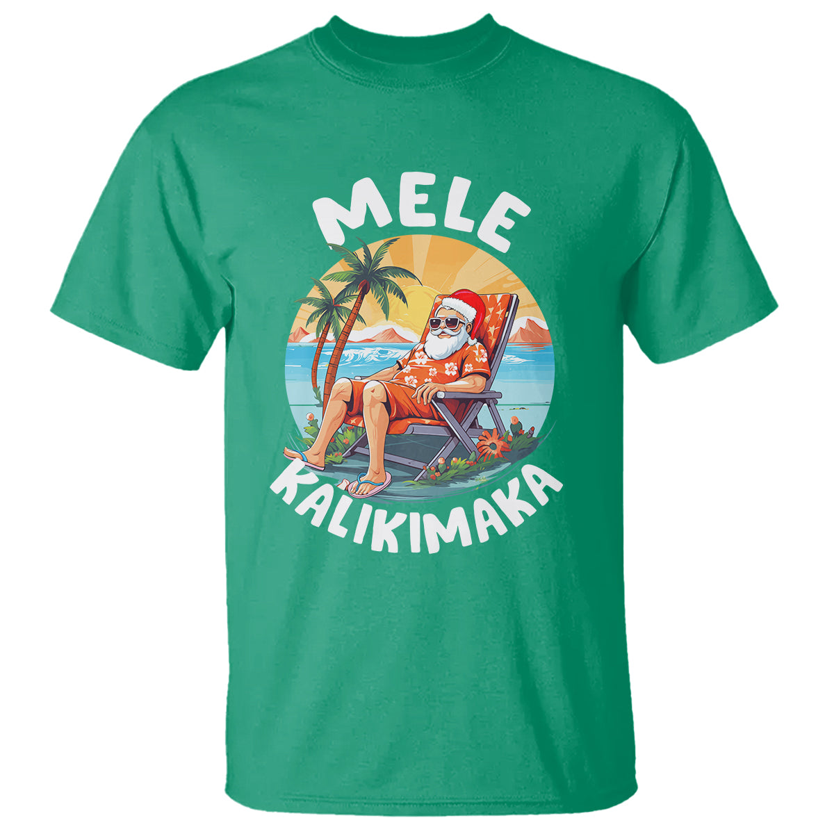 Mele Kalikimaka Tropical Hawaiian Christmas in Hawaii Sunbath Santa T Shirt - Wonder Print Shop