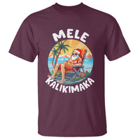 Mele Kalikimaka Tropical Hawaiian Christmas in Hawaii Sunbath Santa T Shirt - Wonder Print Shop