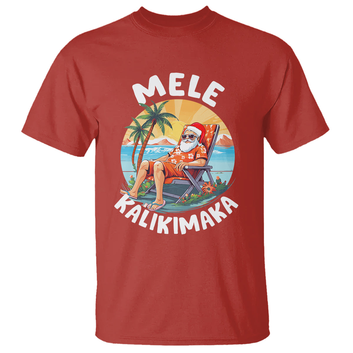 Mele Kalikimaka Tropical Hawaiian Christmas in Hawaii Sunbath Santa T Shirt - Wonder Print Shop