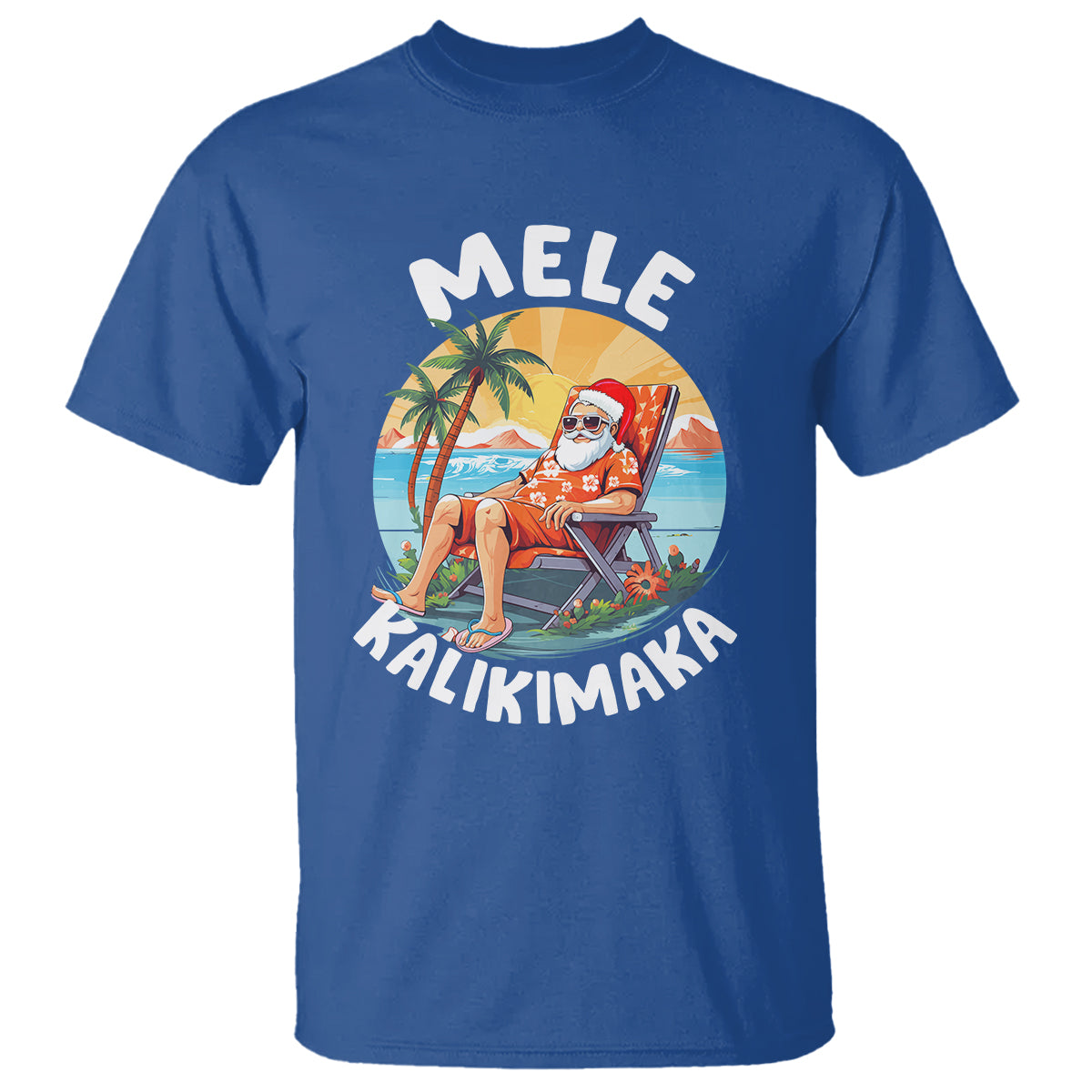 Mele Kalikimaka Tropical Hawaiian Christmas in Hawaii Sunbath Santa T Shirt - Wonder Print Shop